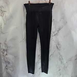 Spanx Leggings Womens XL Faux Vegan Leather Black High Rise Crop Ankle 2437